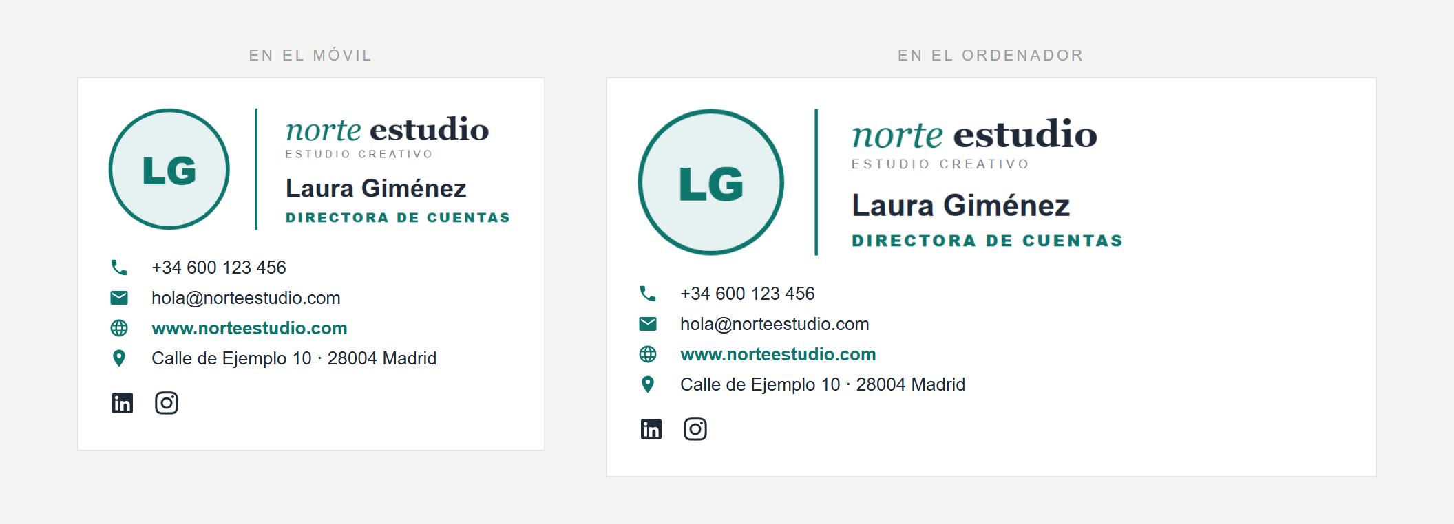 Firma de correo idéntica en móvil y ordenador