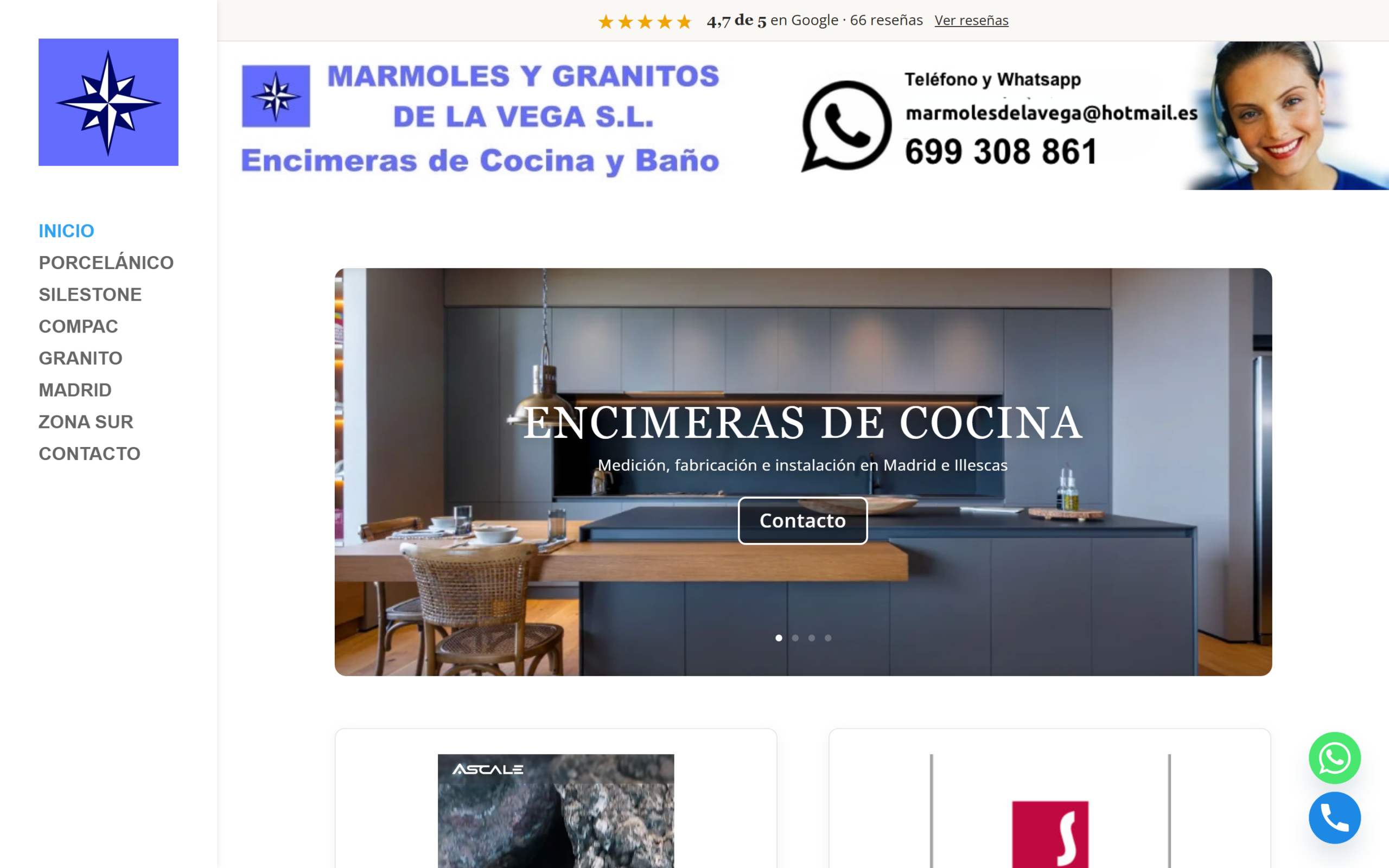 Web de Mármoles y Granitos de la Vega, marmolería de Illescas (Toledo), cliente real de ActivaWeb