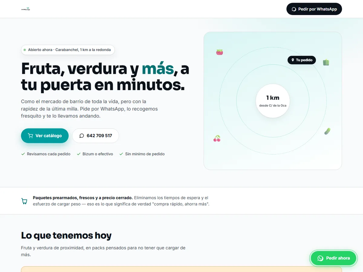Web de ¡Ahorrapido!, cliente real de ActivaWeb — delivery de fruta y verdura a domicilio en Madrid