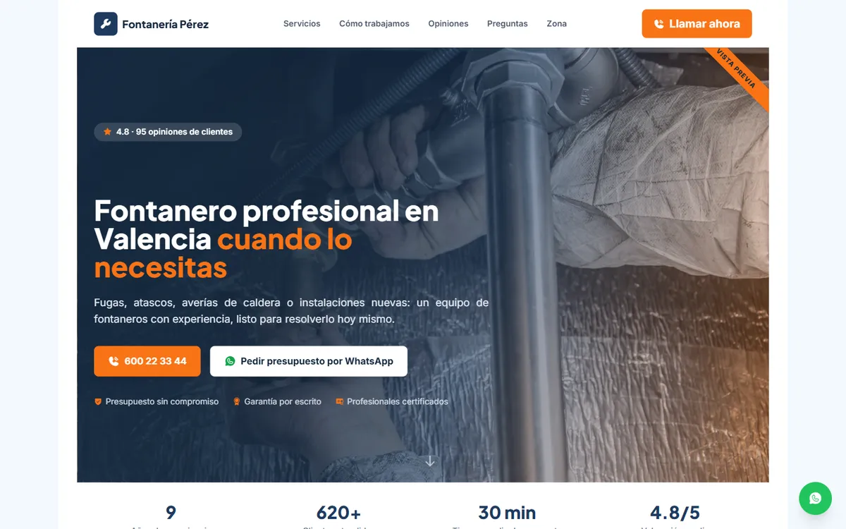 Ejemplo de página web para negocio local hecha por ActivaWeb en WordPress
