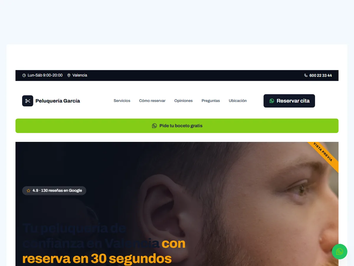 Demo de página web para peluquería creada por ActivaWeb